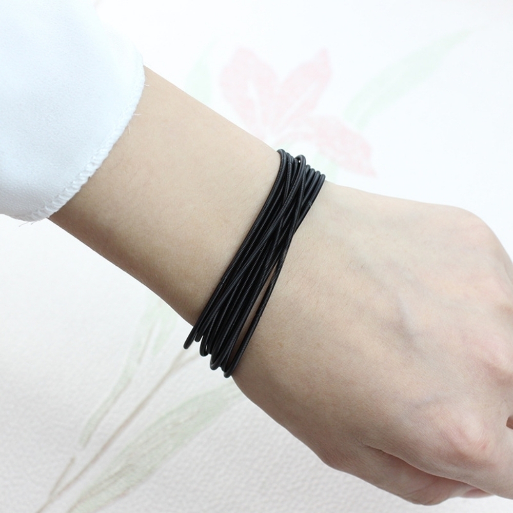 NEW Unisex Black‎ Guitar String Bracelets, 7.3" Stretchy